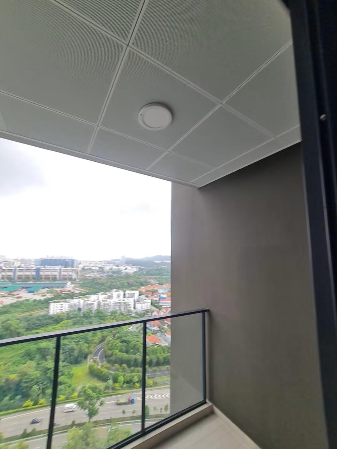 Development swimming pool with skyline view