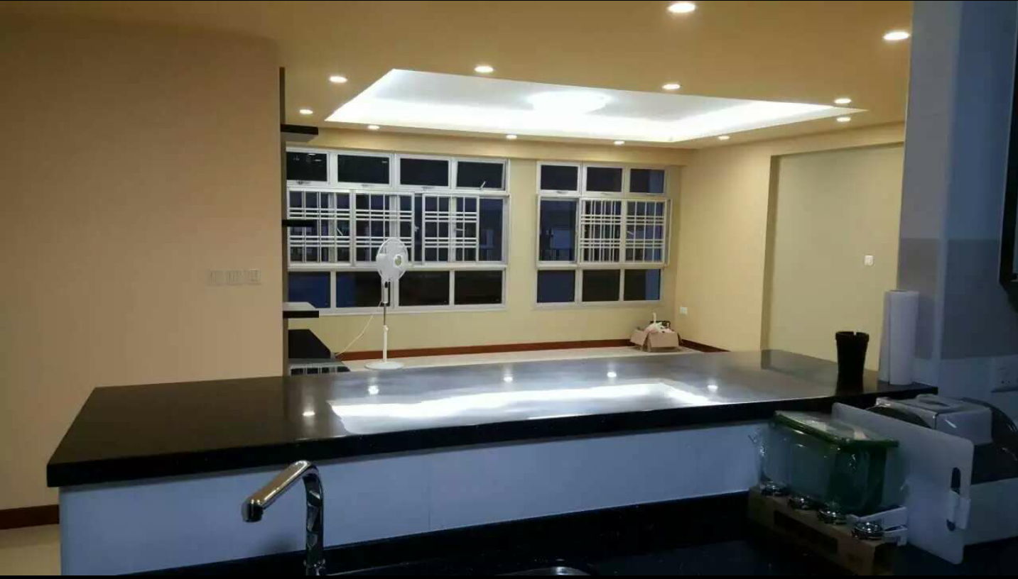 Dining area counter with window view