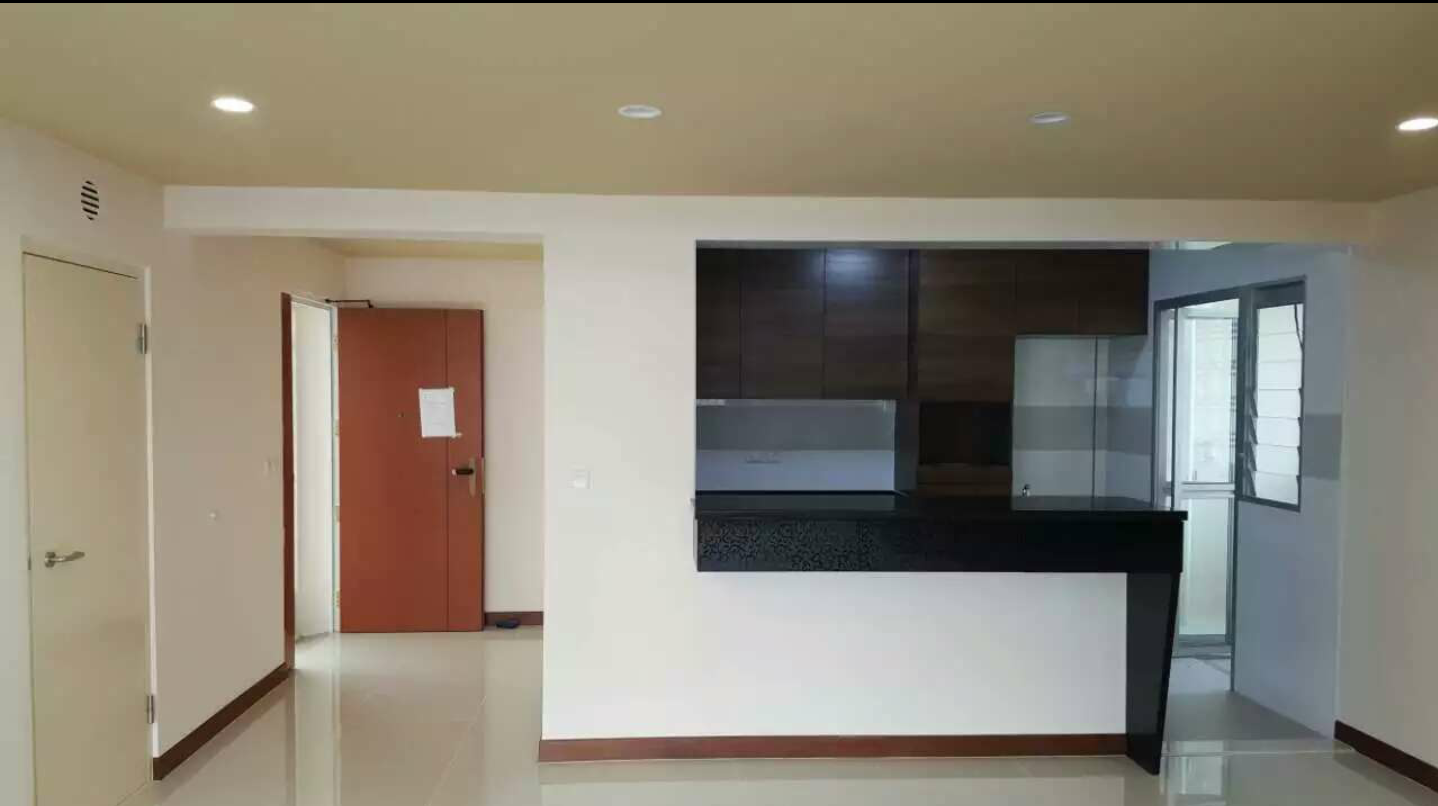 Hallway leading to kitchen counter