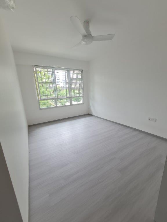 Bedroom with window and ceiling fan