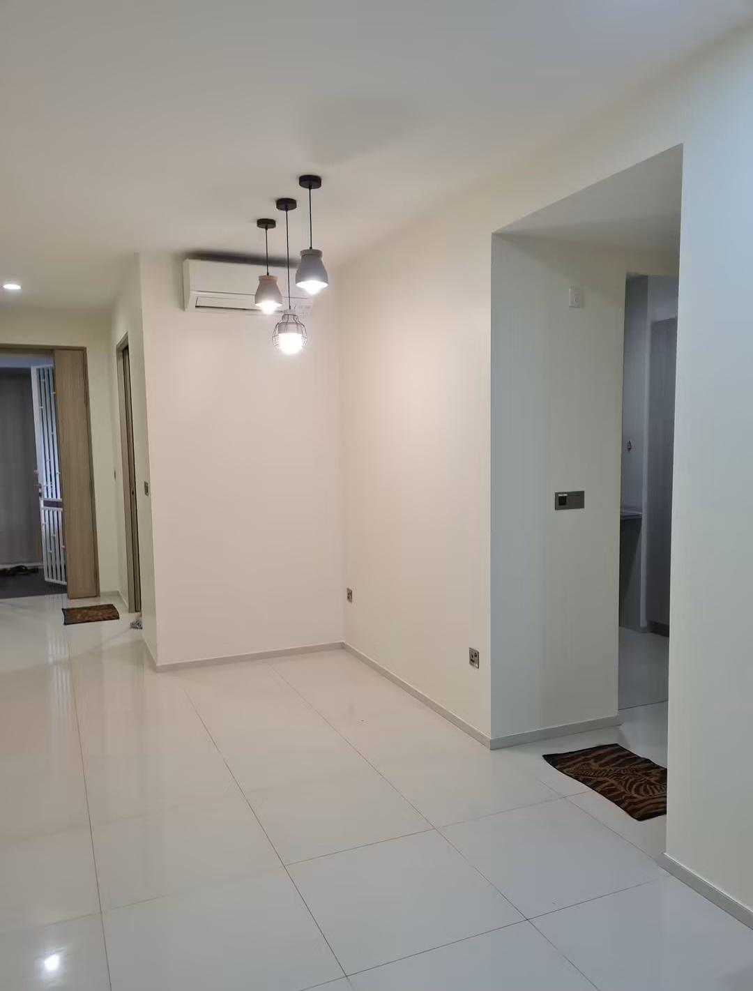 Hallway with pendant lighting and air-conditioning